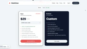 Official WorkClaw pricing screenshot.