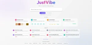 JustVibe AI Search Engine Homepage