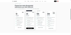 LinkFulfill pricing for 10, 30, 100, and 300 backlink submissions