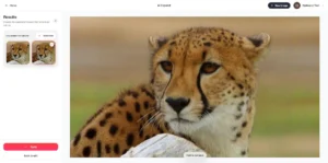 Horizontally expanded cheetah photo created by Magic Eraser AI Expand