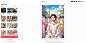 Anime filter output generated from a male office portrait using Magic Eraser